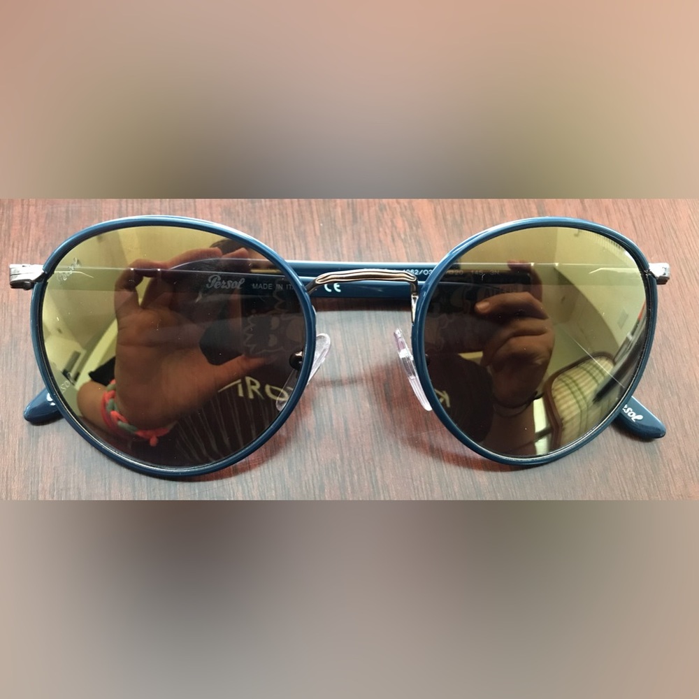Persol Navy Blue Round Sunglasses